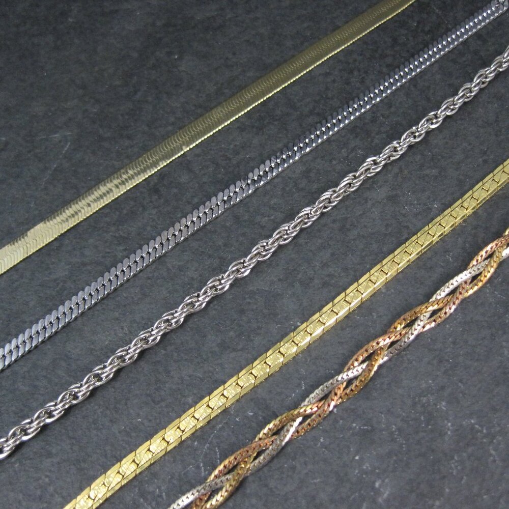 Lot of 5 Vintage Womens Chain Bracelets